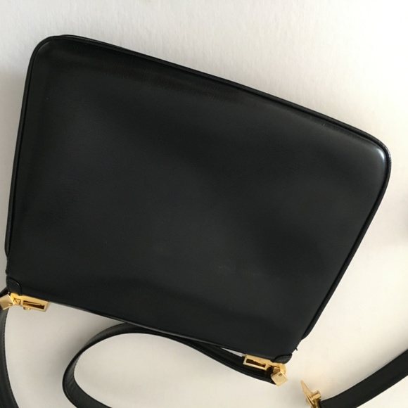 Gucci Black Leather Handbag 2 Way Straps 1980's Vintage - Picture 13 of 15